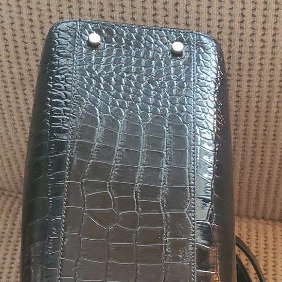 Kate Spade Elissa Black Croc Large Tote Excellent - Picture 11 of 16